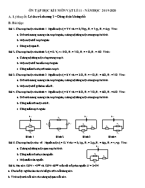 Đề cương ôn tập học kì I môn Vật lí 11 - Năm học 2019-2020